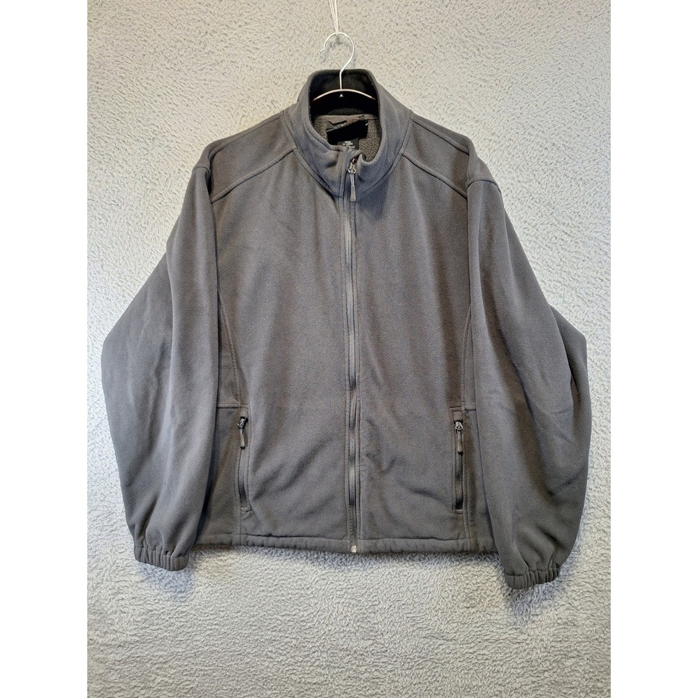 Free Country Mens XL Charcoal Gray Fleece Full Zip Mock Neck Jacket Casual